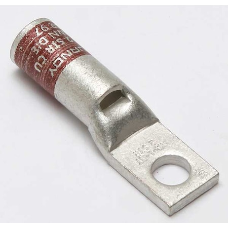 One-Hole Compression Lug, 2 AWG Max, 1/4 in Stud, Standard Barrel, Copper, Brown MPN:YA2CLNT14