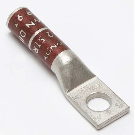 One-Hole Compression Lug, 2 AWG Max, 1/2 in Stud, Long Barrel, Copper, Brown MPN:YA2CN
