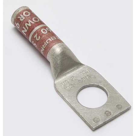 One-Hole Compression Lug, 2 AWG Max, 1/2 in Stud, Long Barrel, Copper, Brown MPN:YA2CT6