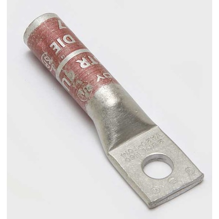 One-Hole Compression Lug, 2 AWG Max, 1/4 in Stud, Long Barrel, Copper, Brown MPN:YA2CTC14