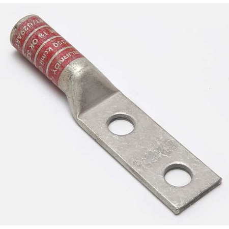 Two-Hole Compression Lug, 350 kcmil Max, 1/2 in Stud, Long Barrel, Copper, Red MPN:YA312N