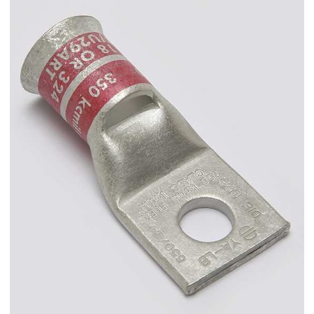 One-Hole Compression Lug, 250 kcmil Max, 1/2 in Stud, Standard Barrel, Copper, Red MPN:YA31LB