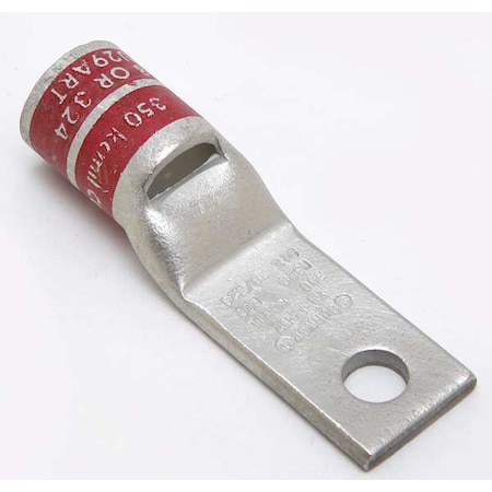 One-Hole Compression Lug, 350 kcmil Max, 3/8 in Stud, Standard Barrel, Copper, Red MPN:YA31LNT38