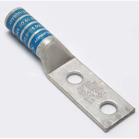 Two-Hole Compression Lug, 400 kcmil Max, 1/2 in Stud, Long Barrel, Copper, Blue MPN:YA322N