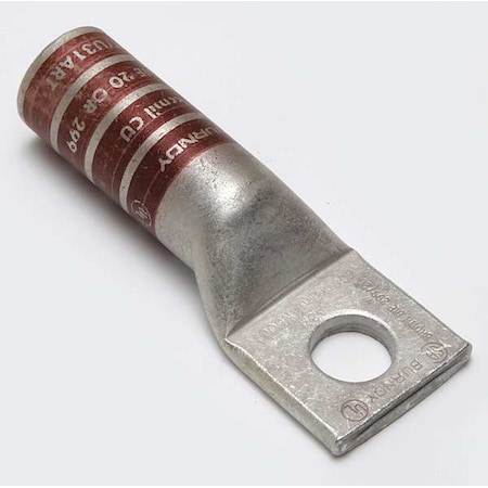 One-Hole Compression Lug, 500 kcmil Max, 5/8 in Stud, Long Barrel, Copper, Brown MPN:YA34