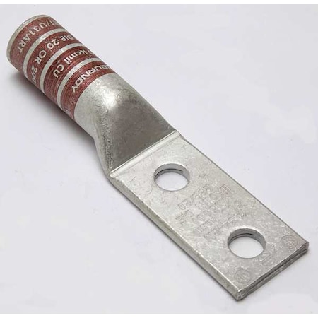 Two-Hole Compression Lug, 500 kcmil Max, 1/2 in Stud, Long Barrel, Copper, Brown MPN:YA342N