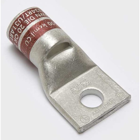One-Hole Compression Lug, 500 kcmil Max, 1/2 in Stud, Standard Barrel, Copper, Brown MPN:YA34L6