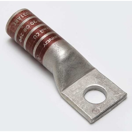 One-Hole Compression Lug, 500 kcmil Max, 1/2 in Stud, Long Barrel, Copper, Brown MPN:YA34N