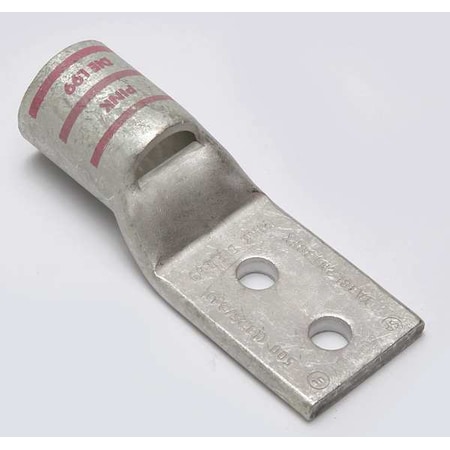 Two-Hole Compression Lug, 500 kcmil Max, 3/8 in Stud, Standard Barrel, Copper, Pink MPN:YA38L2NT38FX