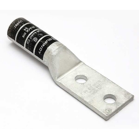 Two-Hole Compression Lug, 750 kcmil Max, 1/2 in Stud, Long Barrel, Copper, Black MPN:YA392N