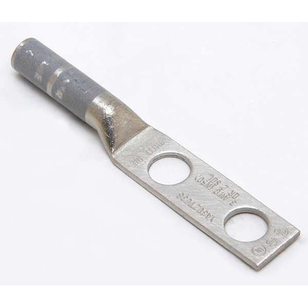 Two-Hole Compression Lug, 3 AWG Max, 3/8 in Stud, Long Barrel, Copper, White MPN:YA3C2TC38