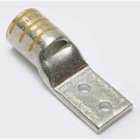 Two-Hole Compression Lug, 750 kcmil Max, 1/2 in Stud, Standard Barrel, Copper, Yellow MPN:YA44L2NNTFX