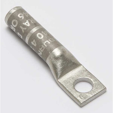 One-Hole Compression Lug, 4 AWG Max, 1/4 in Stud, Long Barrel, Copper, Gray MPN:YA4C