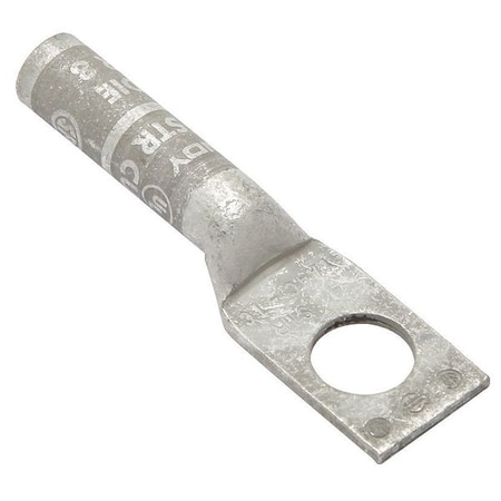 One-Hole Compression Lug, 4 AWG Max, 3/8 in Stud, Long Barrel, Copper, Gray MPN:YA4CTC38