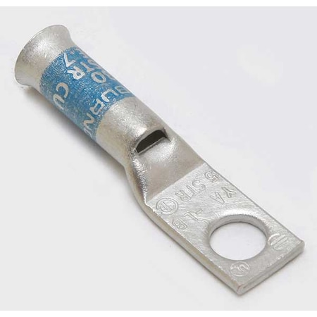 One-Hole Compression Lug, 5 AWG Max, 1/4 in Stud, Standard Barrel, Copper, Blue MPN:YA5CLB