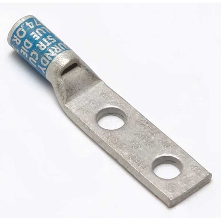 Two-Hole Compression Lug, 6 AWG Max, #10 Stud, Standard Barrel, Copper, Blue MPN:YA6CL2TC10