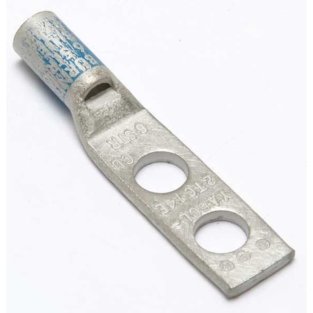 Two-Hole Compression Lug, 6 AWG Max, 1/4 in Stud, Standard Barrel, Copper, Blue MPN:YA6CL2TC14E