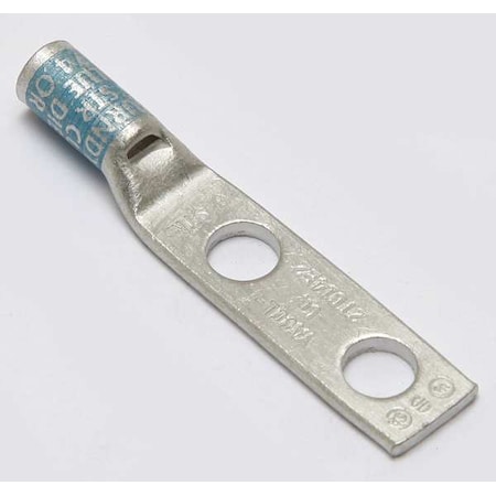 Two-Hole Compression Lug, 6 AWG Max, 1/4 in Stud, Standard Barrel, Copper, Blue MPN:YA6CL2TC14E2