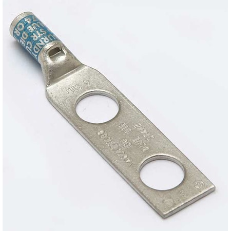 Two-Hole Compression Lug, 6 AWG Max, 3/8 in Stud, Standard Barrel, Copper, Blue MPN:YA6CL2TC38