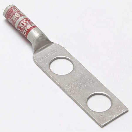 Two-Hole Compression Lug, 8 AWG Max, 3/8 in Stud, Long Barrel, Copper, Red MPN:YA8C2TC38