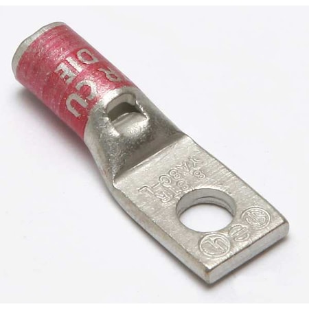 One-Hole Compression Lug, 8 AWG Max, #8, #10 Stud, Standard Barrel, Copper, Red MPN:YA8CLBOX