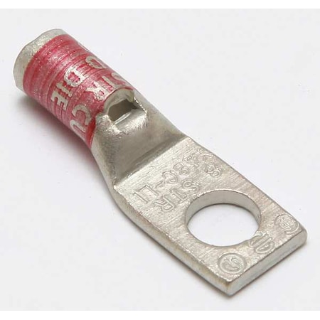 One-Hole Compression Lug, 8 AWG Max, #6 Stud, Standard Barrel, Copper, Red MPN:YA8CLNT6