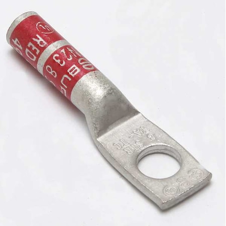 One-Hole Compression Lug, 8 AWG Max, 1/4 in Stud, Long Barrel, Copper, Red MPN:YA8CTC14