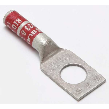 One-Hole Compression Lug, 8 AWG Max, 3/8 in Stud, Long Barrel, Copper, Red MPN:YA8CTC38