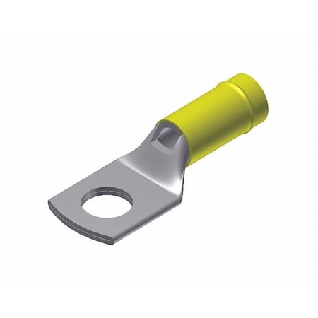 One-Hole Compression Lug, 10 AWG Max, #8 Stud, Short Barrel, Copper, Yellow, 100 PK MPN:YAEV10L36