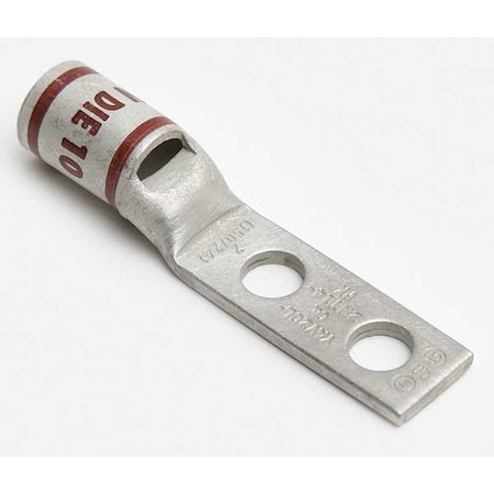 Two-Hole Compression Lug, 2 AWG Max, 1/4 in Stud, Standard Barrel, Copper, Brown MPN:YAV2CL2NT14FX