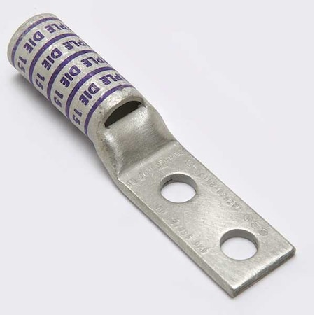Two-Hole Compression Lug, 4/0 AWG Max, 3/8 in Stud, Long Barrel, Copper, Purple MPN:YAZV282NT38FX