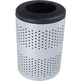 Busch Systems Outdoor Perforated Steel Trash Can With Liner 45 Gallon Silver/Black 101481