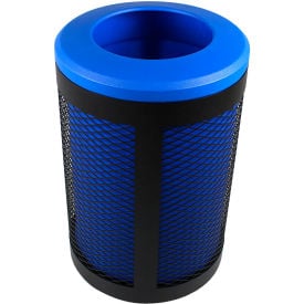 Busch Systems Outdoor Perforated Steel Trash Can With Liner 45 Gallon Black/Blue 101491
