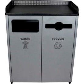 Busch Systems Double Courtside for Waste & Recycle - 64 Gallon - Gray/Black -100927 100927