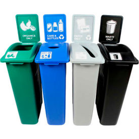 Busch Systems Waste Watcher Quad - Cans & Bottles/Organics/Paper/Waste 92 Gal. Gray - 101010 101010*****##*