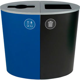 Busch Systems Spectrum Ellipse Double Recycling Station For Mixed Recyclables 44 Gal Cap Blue/Blk 101166