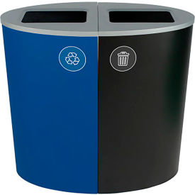 Busch Systems Spectrum Ellipse Double Recycling Station For Recycle & Waste 44 Gal. Cap Blue/Black 101167
