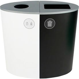 Busch Systems Spectrum Ellipse Double Recycling Station For Cans & Bottles 44 Gal Cap White/Black 101168