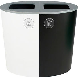 Busch Systems Spectrum Ellipse Double Recycling Station For Recycle & Waste 44 Gal Cap White/Black 101170