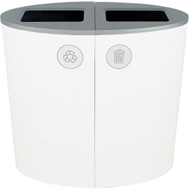 Busch Systems Spectrum Ellipse Double Recycling Station For Recycle & Waste 44 Gallon Cap. White 101171