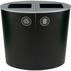 Busch Systems Spectrum Ellipse Double Recycling Station For Recycle & Waste 44 Gallon Cap. Black 101172