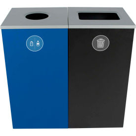 Busch Systems Spectrum Double Cube - Cans & Bottles/Waste 48 Gallons - Blue/Black - 101181 101181
