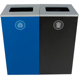 Busch Systems Spectrum Cube Double Recycling Station For Recycle & Waste 48 Gallon Cap. Blue/Black 101183