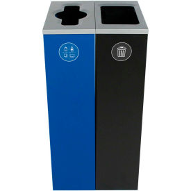 Busch Systems Spectrum Double Cube Slim - Mixed Recyclables/Waste 20 Gallon - Blue/Black - 101185 101185