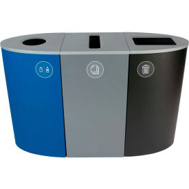 Busch Systems Spectrum Triple - Cans & Bottles/Paper/Waste 68 Gallon - Blue/Gray/Black - 101193 101193