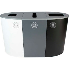 Busch Systems Spectrum Triple - Cans & Bottles/Paper/Waste 68 Gallon - White/Gray/Black - 101194 101194