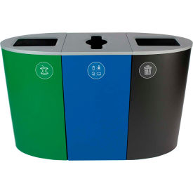 Busch Systems Spectrum Triple - Organics/Recycling/Waste 68 Gallon - Green/Blue/Black - 101195 101195