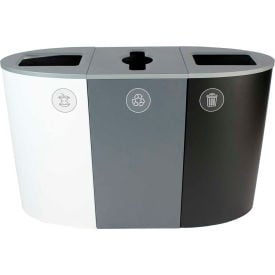 Busch Systems Spectrum Triple - Organics/Recycling/Waste 68 Gallon - White/Gray/Black - 101196 101196