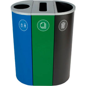Busch Systems Spectrum Triple - Cans & Bottles/Paper/Waste 26 Gallon - Blue/Green/Black - 101199 101199