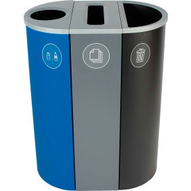 Busch Systems Spectrum Triple - Cans & Bottles/Paper/Waste 26 Gallon - Blue/Gray/Black - 101200 101200